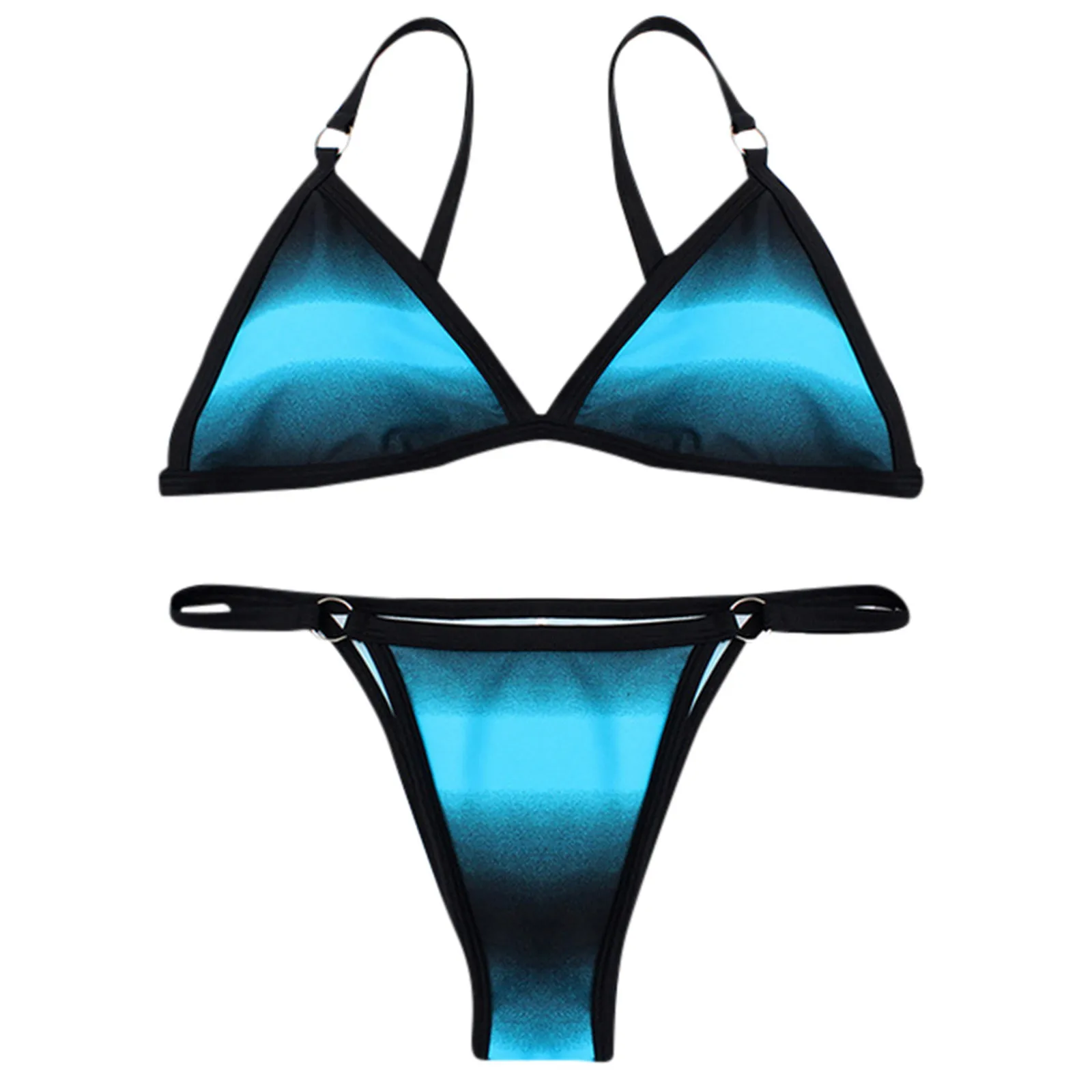 

Sexy Push Up Bikini Set Swimwear Women Swimsuit Gradient Bathing Suit Women Halter biquini Print Beach Wear Brazilia Bikini 2021