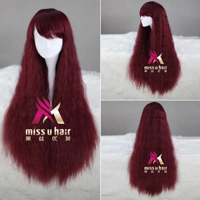 Косплей костюм на Хэллоуин Mori girl Лолита с красными бортами harajuku длинные кудрявые