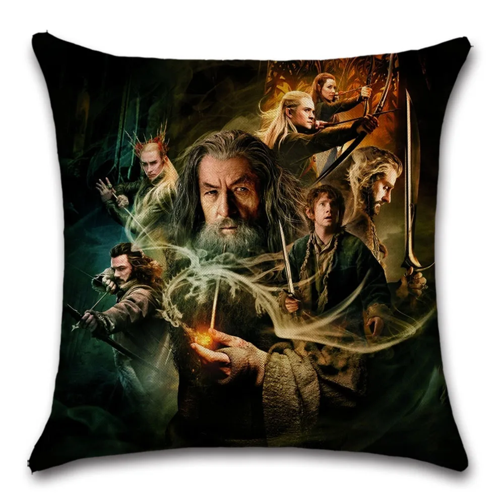 Чехол для подушки из хлопка и льна с принтом колец фильмов декоративное домашнее