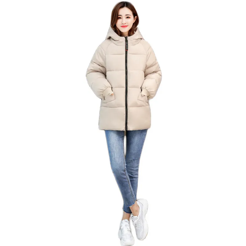 

Winter Coat Women Beige 6 Colors XL-8XL Oversize Loose Down Cotton Jackets 2020 New Fashion Thick Anti Cold Hooded Parkas
