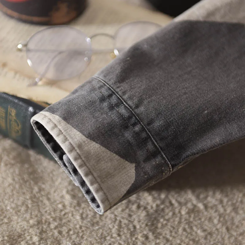 KIOVNO Для мужчин камуфляж Повседневное Джинсовые рубашки одежда с длинным рукавом