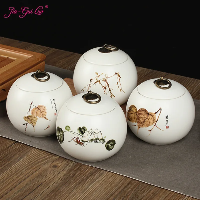 

Керамическая коробка для чая LUO JIA-GUI года, банки для хранения сушеных фруктов, Герметичная Бутылка, аксессуары для чая пуэр, коробка для хран...