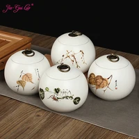 jia gui luo ceramic tea box dried fruit storage cans sealed bottle tea accessories puer tea storage box ceramic jar d083