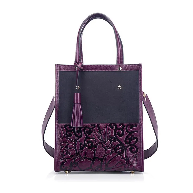 

NAISIBAO 2021 New Genuine LeatherBag Quality women's genuine handbag Luxury Designer Famous Brand Female Bag Purple