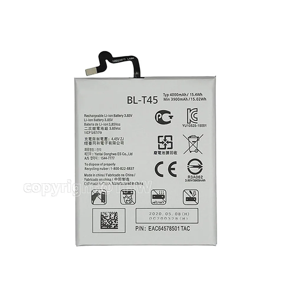 100% оригинальный новый аккумулятор BL-T45 для LG S/N:EAC64578803 4000 мАч фотооригинальные