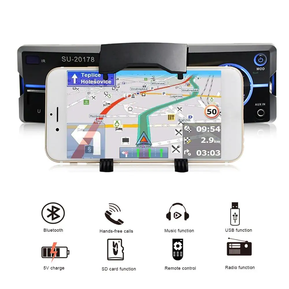 Автомобильное радио 12 в Bluetooth стерео тире 1 Din FM Aux вход поддержка Mp3/MP4 USB MMC WMA AUX TF