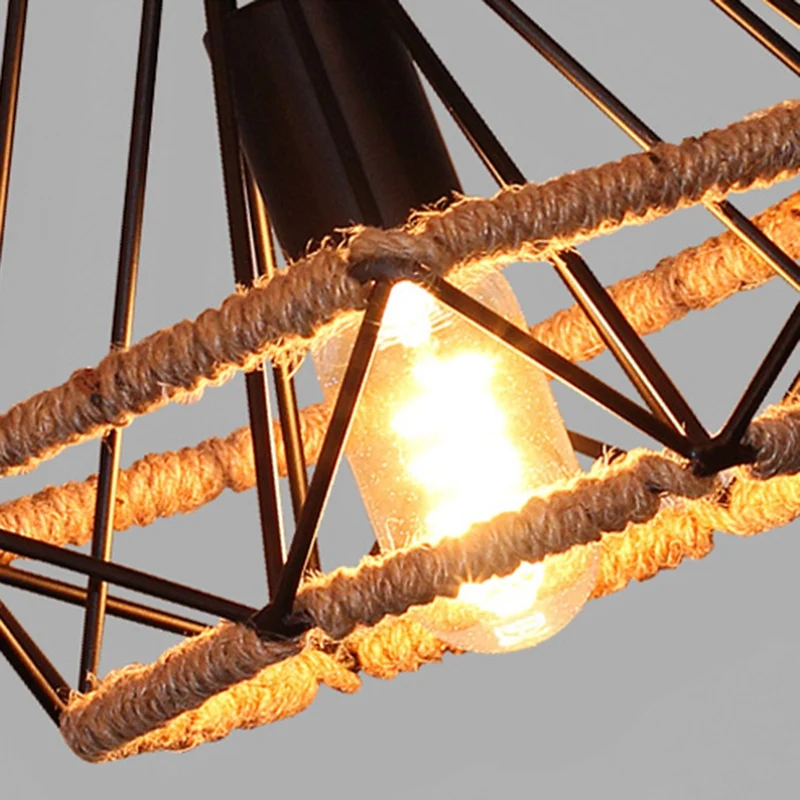 Скандинавские кованые Ретро пеньковые веревки ресторанные люстры промышленные