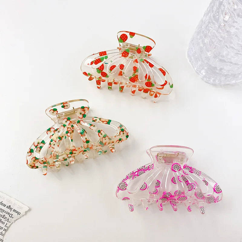 

2022Fashion New Geometry Fruit Series 9cm Hairpins Accessories Butterfly Acrylic Large Crab Hair Claw Clips For Women Girls Gift