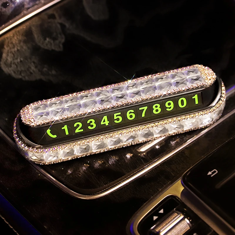 

Алмазная Стразы, автомобильная светящаяся карта временной парковки, ночная карта с номером телефона, скрытая Автомобильная Мобильная врем...