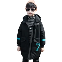boys puffer jackets casual hooded overcoat solid down coats winter padded outerwear thicken long tops cotton windproof clothes
