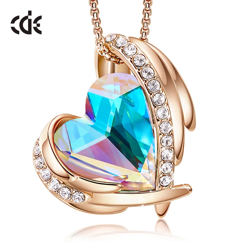AB color CDE женское золотое ожерелье подвеска украшенная кристаллами ожерелье Красное сердце розовое золото ювелирные изделия подарок на день Святого Валентина - Цвет камня: AB color