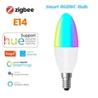 Zigbee 3,0 E14 светодиодные свечи Смарт светильник лампочка RGBWC затемнения таймер работать с SmartThings эхо плюс Alexa,Tuya приложения Smartlife Управление