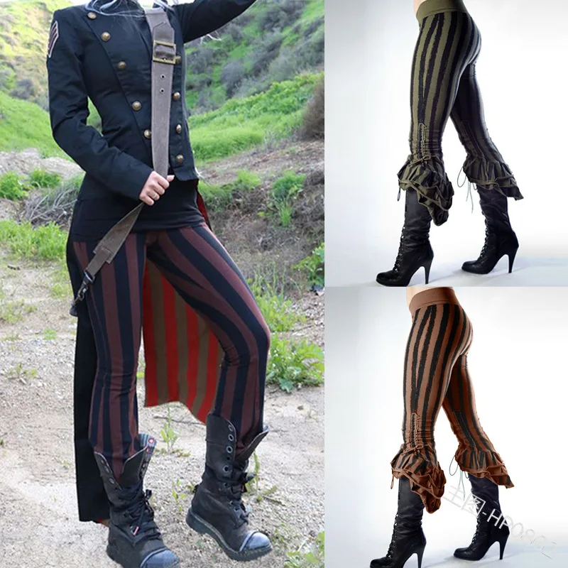 Средневековый карнавальный костюм Ретро стиль высокая эластичность талия брюки