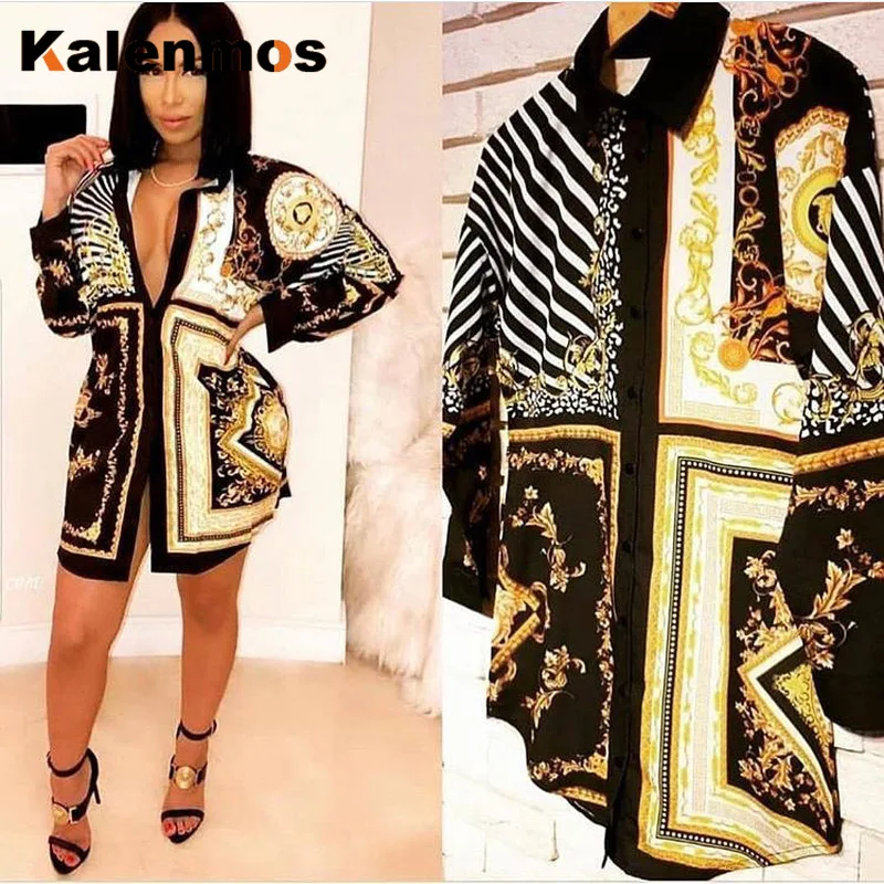 

Shirt Dress Women Blouses Paisley Vintage Sexy Print Spring Casual Loose Streetwear Long Sleeve Elegant Party Ropa Elegant Robe