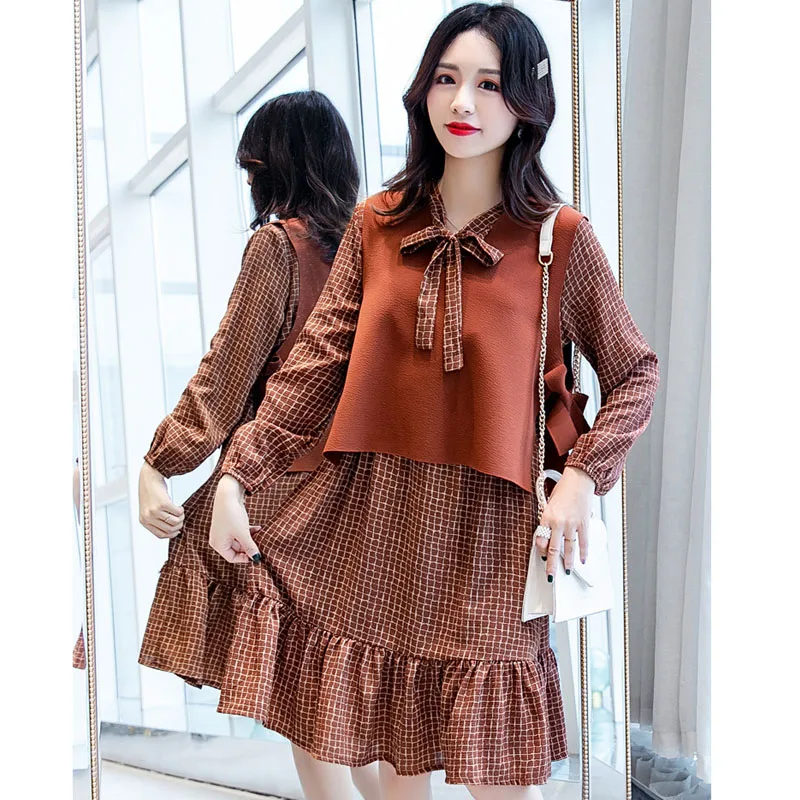 Комплект из 2 предметов с галстуком бабочкой в клетку для кормящих матерей платья