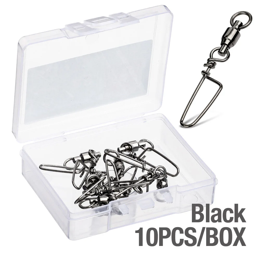 10 Pcs Black DONQL 10/20/50 шт рыболовные Вертлюги разъем шариковый подшипник оснастки 0#6# Вращающийся шарнир для рыболовный крючок Приманка для карпа на рыбалку аксессуары - Цвет: 10 Pcs Black