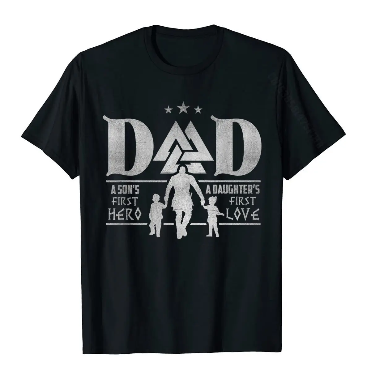 

Viking Shirt: Dad A Son's First Hero A Daughter's First Love Slim Fit Tees For Men Hot Sale Cotton Top T-Shirts Design