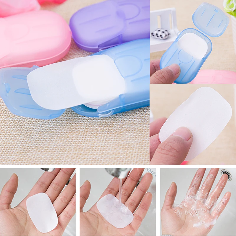 20Pcs/Box Disposable Soap Paper Clean Scented Slice Foaming Box Mini for Outdoor Travel Hand Wash Sheets Random | Красота и здоровье