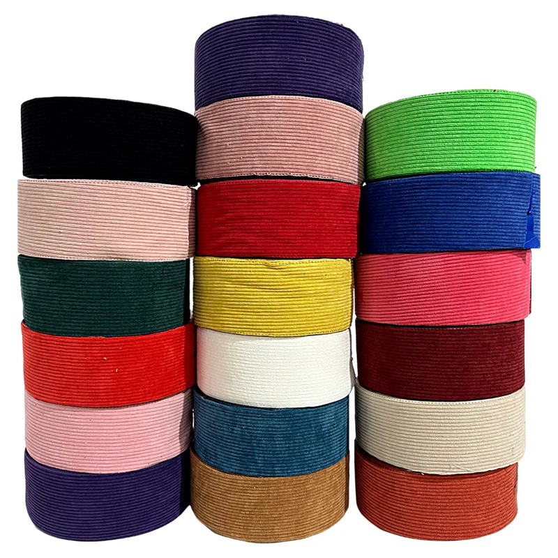 

Neon colors bows fabric 3 inch 75MM corduroy velvet ribbons
