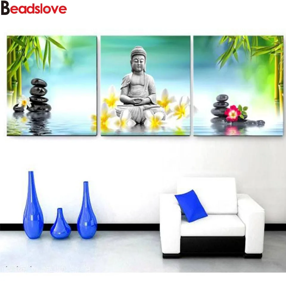 Алмазная живопись с изображением цветка Будды воды дзен квадратная вышивка