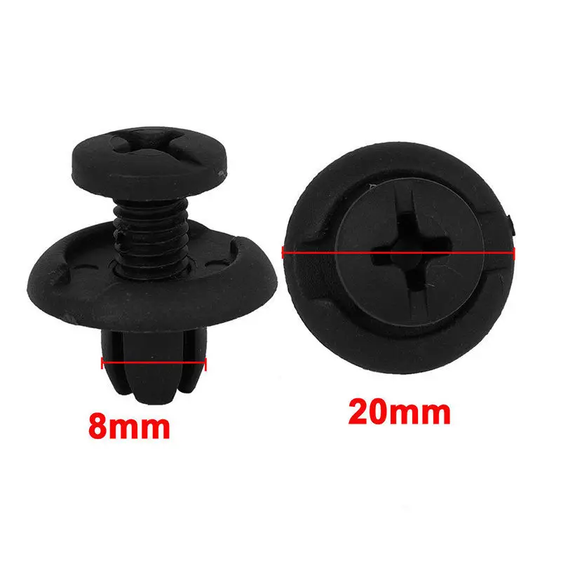 

20Pcs Car 8mm Hole Plastic Rivets Fastener Push Clip Black Auto Vehicle Door Trim Panel Retainer Clips For Toyota Honda