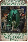Алюминиевая вывеска, черная кошка, ведьма Салема, сейтуар, жестяная вывеска, Настенный декор, металлический знак, общественная вывеска, декоративный знак 8X12 дюймов