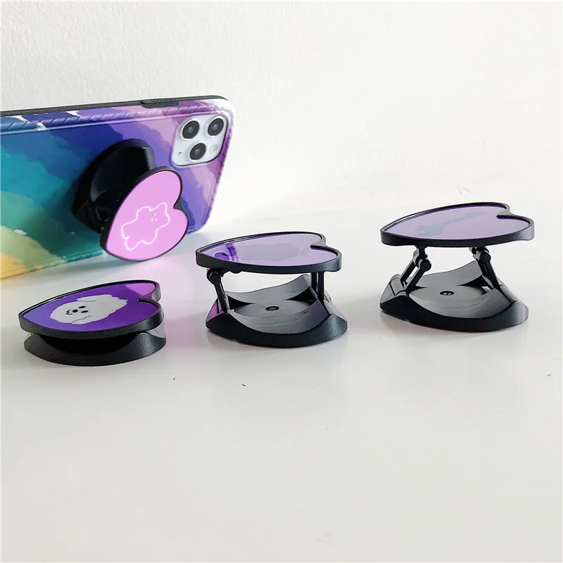

Cute Heart Folding stand For Mobile phone Holder For iPhone 11 for Samsung For Huawei Case Cartoon rotation Grip Kichstand