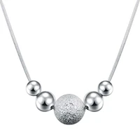 925 silver charm fashion women snake chain matte smooth five bead pendant necklace 2021 trend high quality classic jewelry gift