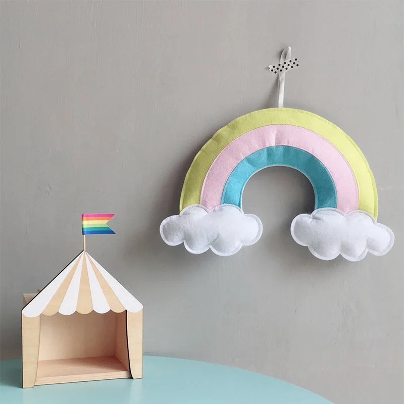 

Scandinavia Felt Rainbow Wall Hanging Ornaments Children Baby Room Decorations Cute Cloud Tent Pendant Nursery Home Decor