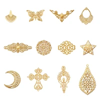 120pcsset iron filigree pendants and links etched metal embellishments mixed shape jewelry making connector accessories