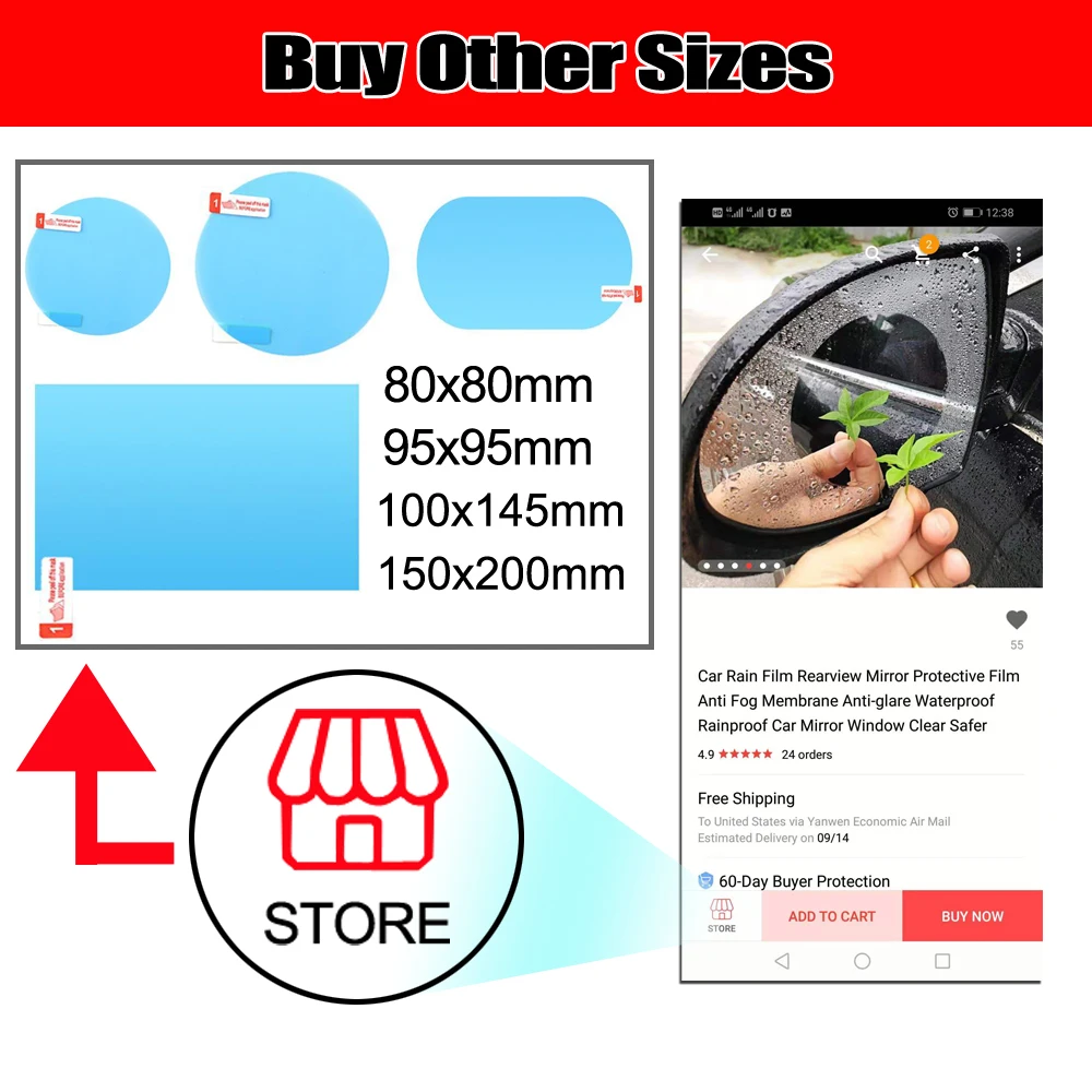 Автомобильная противотуманная пленка заднего вида с антибликовым