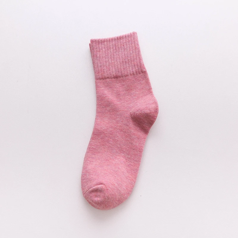 pink CHAOZHU, однотонные женские носки из хлопка, высокое качество, Осень-зима, ребристый Топ, рисовые, повседневные, цветные, мягкие женские носки - Цвет: pink