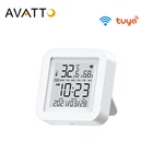 Датчик температуры и влажности AVATTO Tuya, Wi-Fi, домашний гигрометр, термометр с ЖК-дисплеем в режиме реального времени для Alexa Google Home