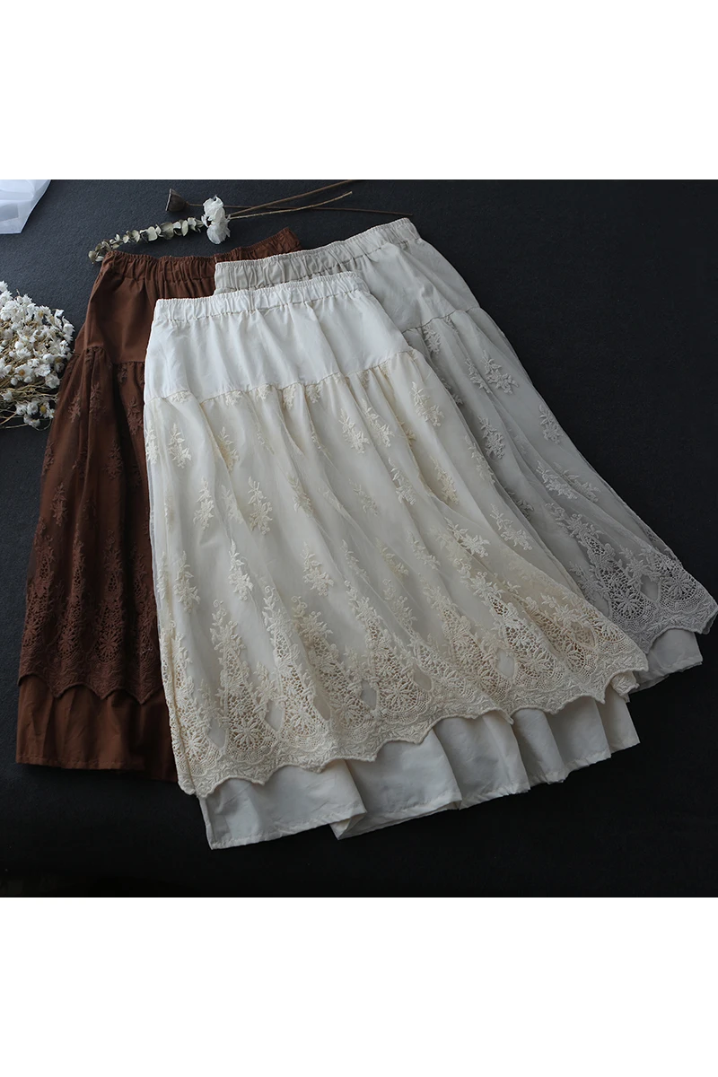 

Fresh Lace Mori Women'S Skirt Summer Female 2020 New Mid-Length Literary Artistic Small Fresh Half Skirt