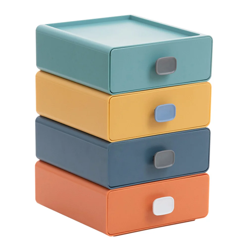 

4Pcs Drawer Type Storage Boxes Desktop Cosmetics Stationery Storage Boxes