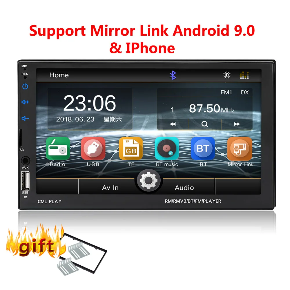 radio with frame 2 Din автомагнитола Bluetooth mirrorlink 2din Автомагнитола 7 ''MP5 плеер Автомобильный Монитор автомобильный аудио для камеры заднего вида пульт дистанционного управления - Цвет: radio with frame