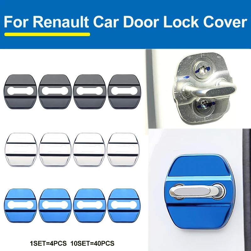 

For Megane/Clio/Laguna/Twingo/Espace Protecting Car Decoration Stainless Steel Auto Car Door Lock Cover Case Sticker Emblem