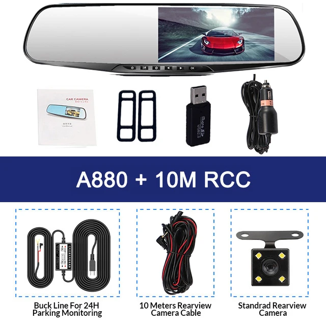10M RCC-BL Заводская цена, 4,3 дюймов FHD автомобильный видеорегистратор с двойным объективом, видеорегистратор, видеорегистратор, автоматический Регистратор, двойной объектив с камерой заднего вида, видеорегистраторы - Название цвета: 10M RCC-BL