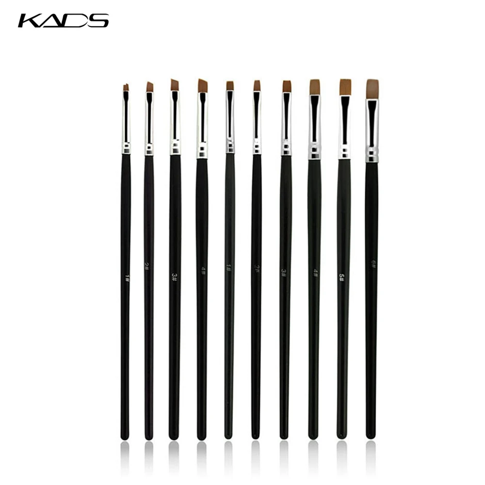 10 шт./компл. наклоне и с плоской головкой УФ гель для дизайна ногтей кисть