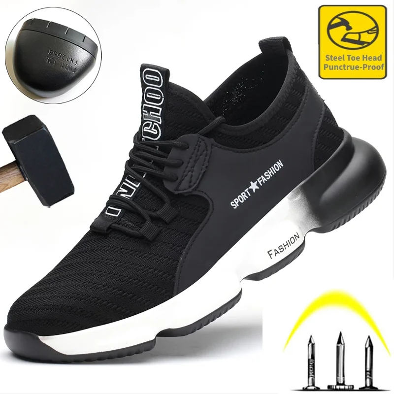

Fashion Safety Shoes Men Puncture-Proof Work Sneakers Male Work Shoes Lightweight Men Sneakers Indestructible Security Footwear