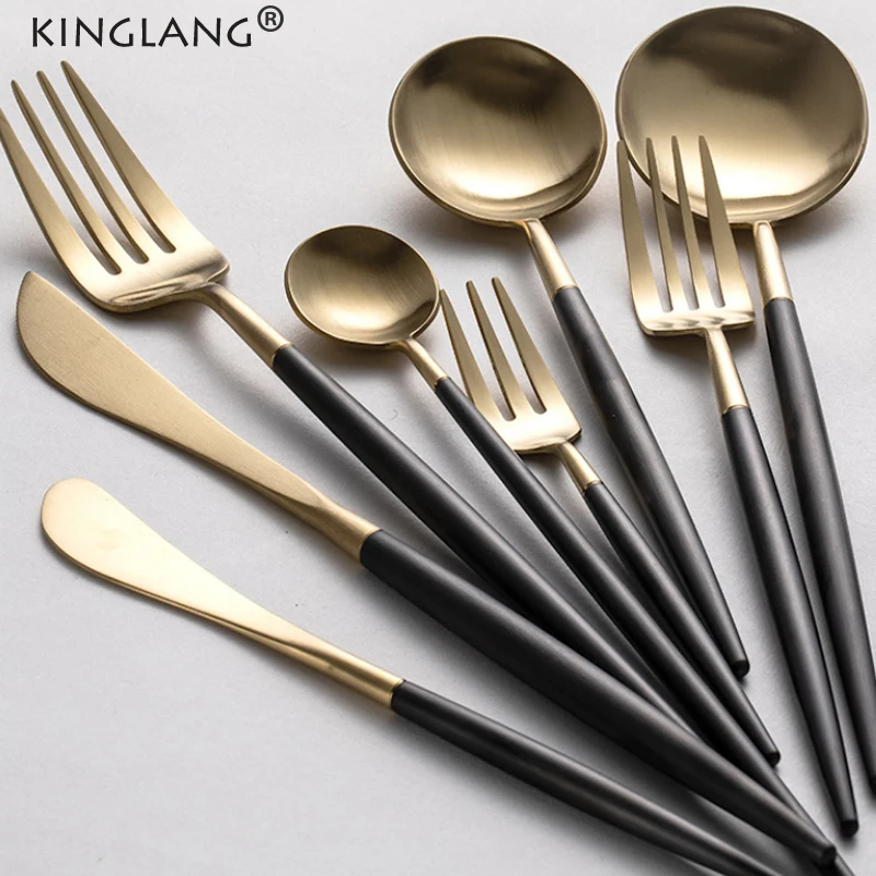 KINGLANG набор посуды 304 Нержавеющая сталь Ножи вилка кофейная ложка столового