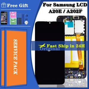 original a20e lcd for samsung galaxy a20e display with frame 5 8 sm a202f a202ds a202fds a202 lcd screen touch screen assembly free global shipping