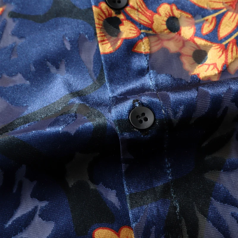 

Classic Gold Velvet Short-sleeved Men Shirts 7XL Men Casual Shirts 2019 Summer New Men Hollow Shirt Comfortable and Breathable