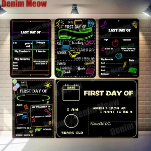 Первый день Школьной Доски Металлический Знак Многоразовые легко чистить украшения для детей настраиваемый жидкий мел, Меловые маркеры N307