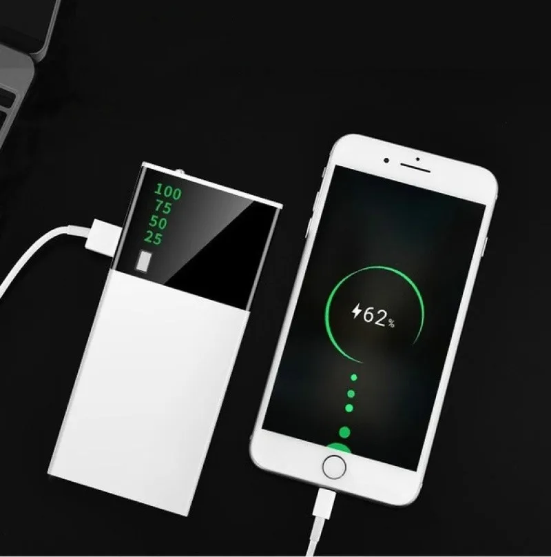 Портативное зарядное устройство 20000 мАч цифровое ультратонкое два USB-порта