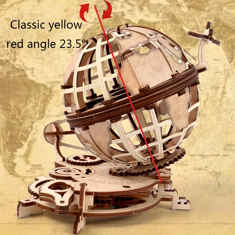 

Wooden Simulation Globe Craft Decoration DIY Creative Wooden 3D Stereo Assembly Science and Education Puzzle
