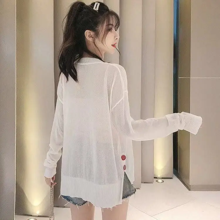 

Autumn Korean new net red V-neck thin casual loose cardigan sweater for women