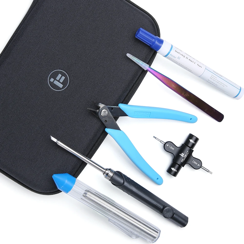 

IFlight Soldering Iron Kit Quad Wrench / Iron / Soldering Pen / Tin Wire / Tweezers / Cutting Pliers / Tool Bag AIO Combo