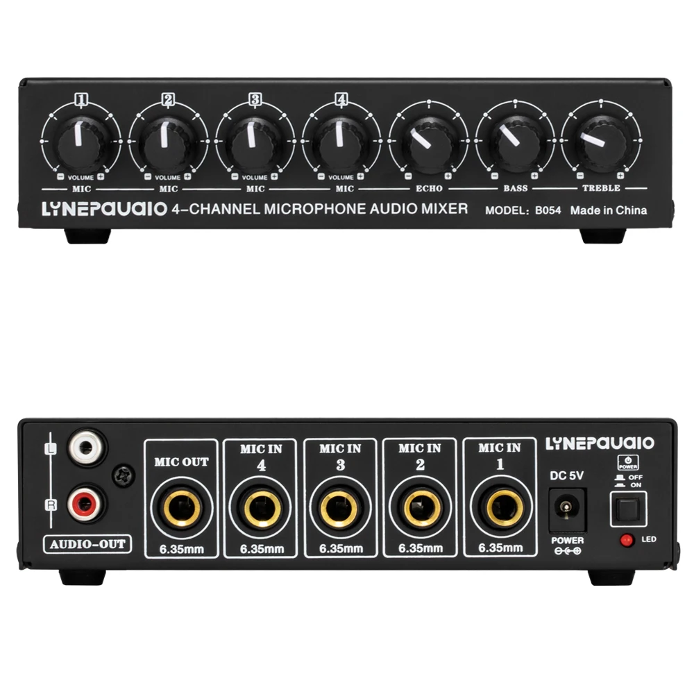 4-канальный микрофонный микшер мини-аудиомикшер со стереовыходом с