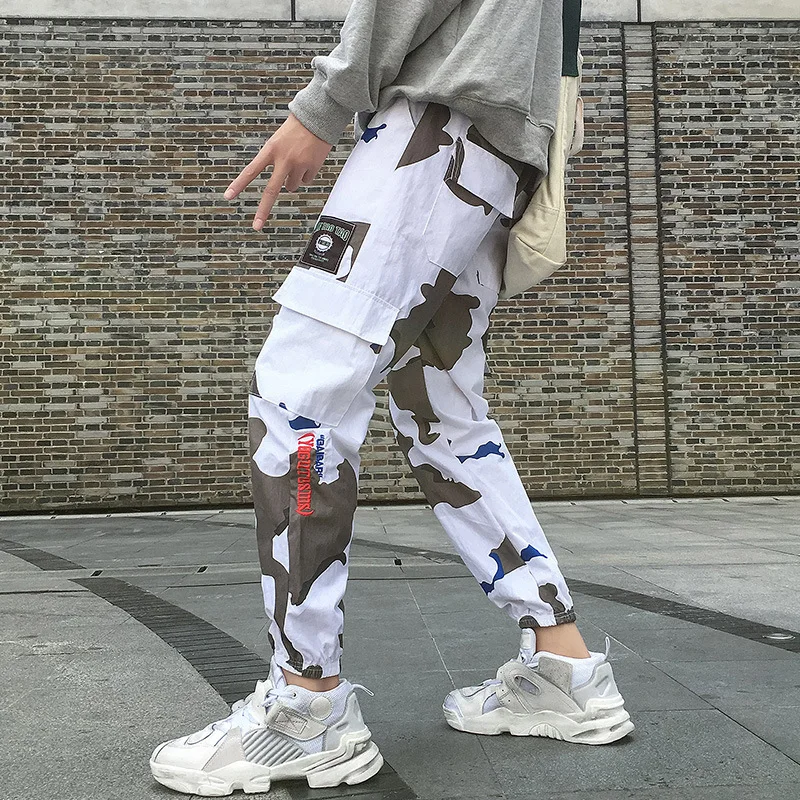 2019 Мужские штаны для бега с камуфляжными боковыми карманами свободные стильные